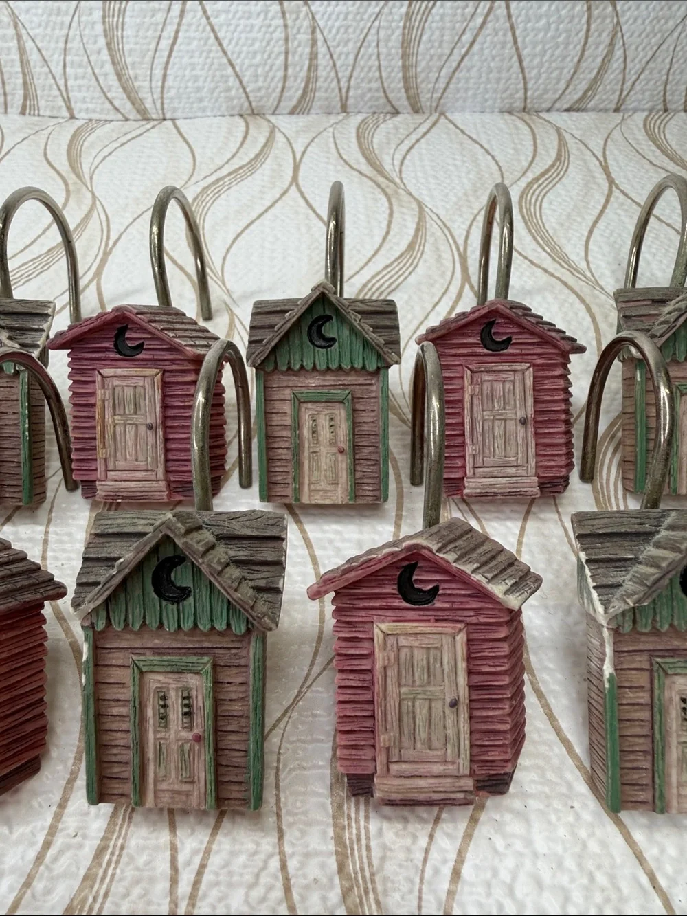 Rustic Outhouse Shower Curtain Hooks Cabin Bathroom Decor